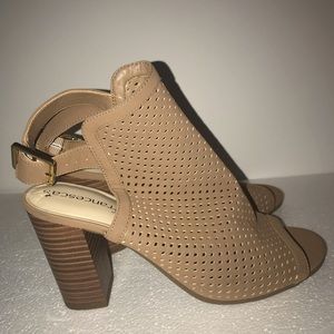 Perforated sling back bootie